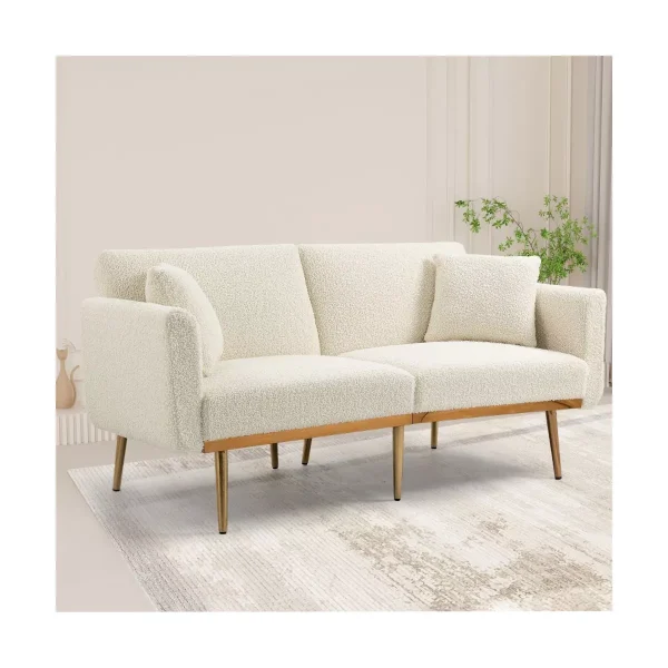 Modern Velvet Loveseat Sofa, 2 Seater Button Tufted Couch With Metal Feet For Living Room Bedroom Apartment