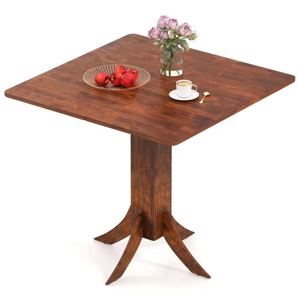 Square Dining Table with Pedestal Base 33" Wooden Kitchen Table for 2-4 People