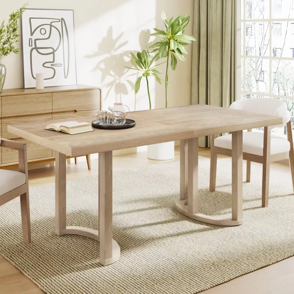69" Rubberwood Modern 6 Seater Rectangle Dining Table